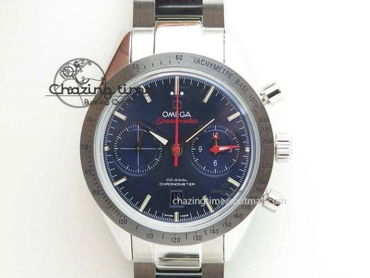 0226 SportInspired Speedmaster Racing Master SS HKF Best Edition Blue Black Dial on Black Rubber Strap A 7817